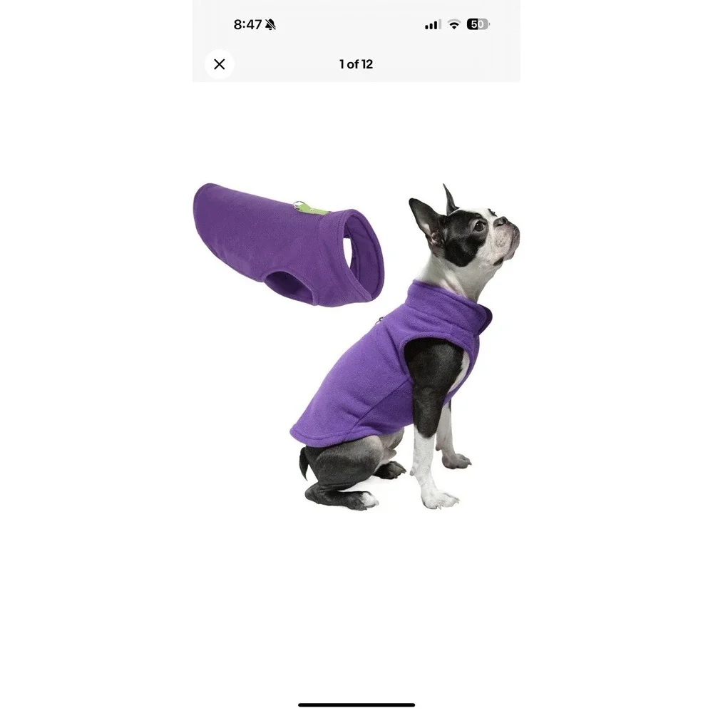 NWT, Gooby, Warm Pullover Fleece Dog Jacket with O-Ring Leash, Lavender, Small